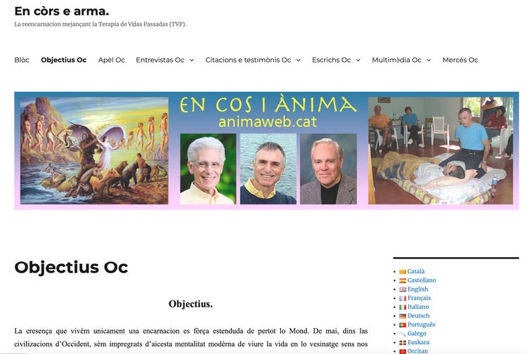 Captura de la versió occitana del web En còrs e arma